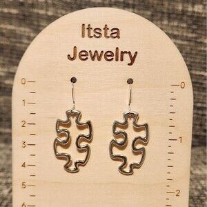 Silver puzzle piece earrings on sterling silver earwires handmade
